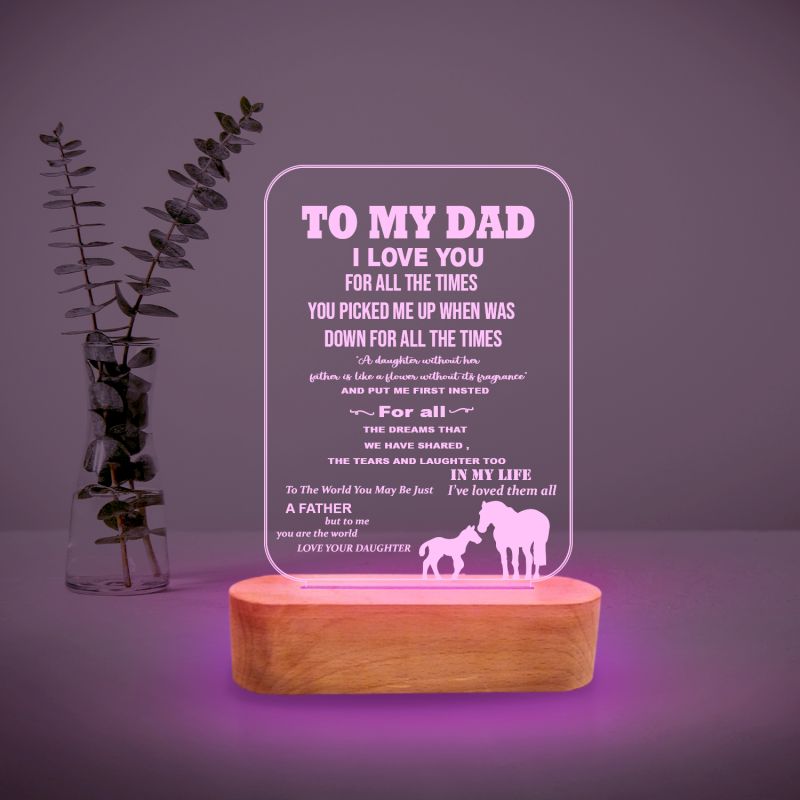 to My Dad Personalized Night Lamp with 7 Color Changing Light | Best Gift for Dad | Fathers Day Gift for Dad | Birthday Gift for Dad | Retirement Gift for Dad